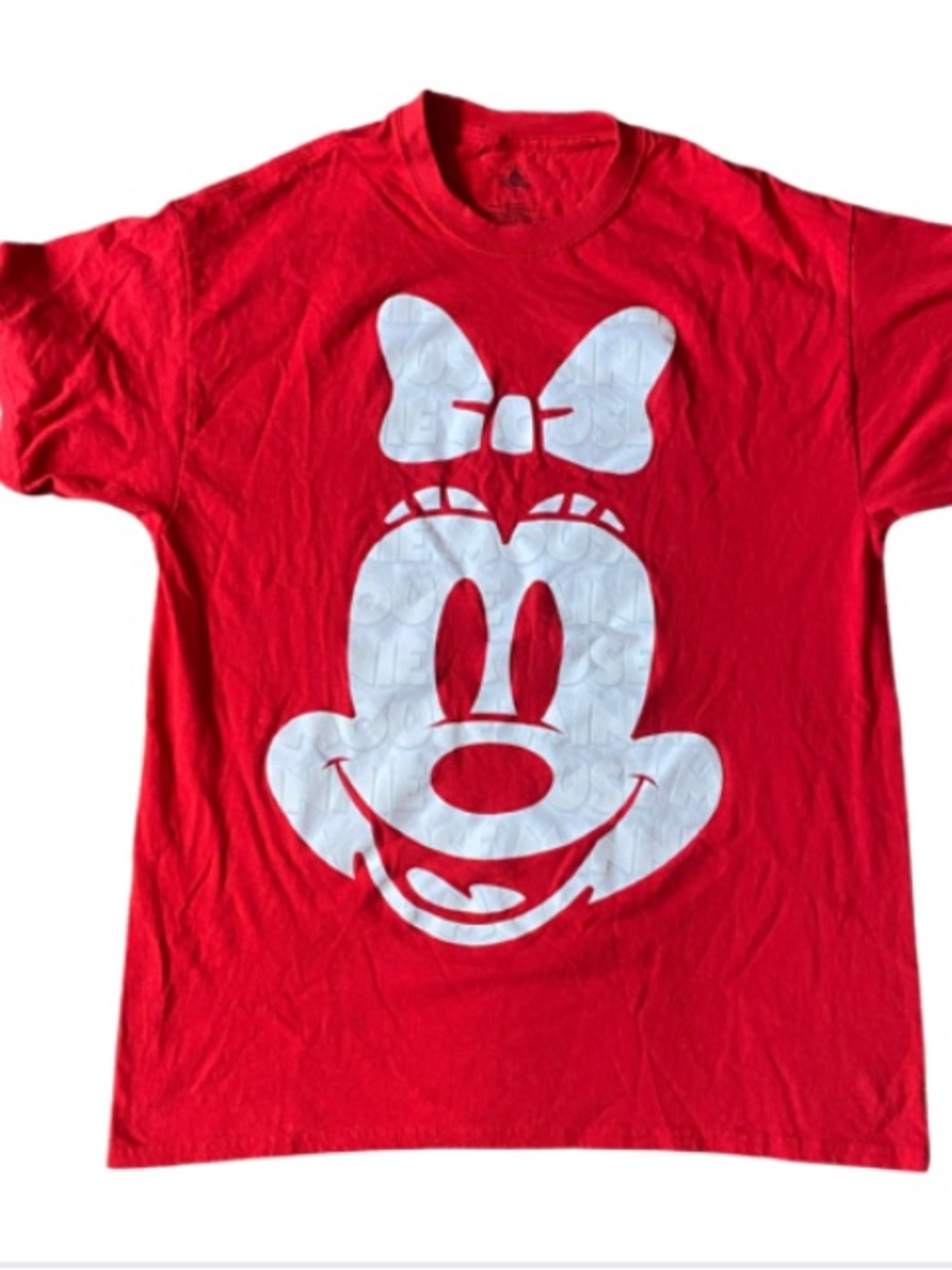 Disney Red Tee with White Minnie Face Graphic Size L